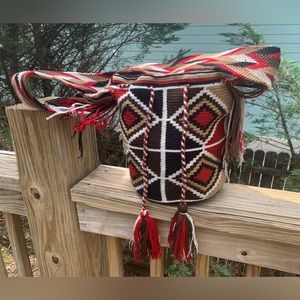 Wayuu tribe. Colorful artisan handmade bag - mochila - from Colombia.
